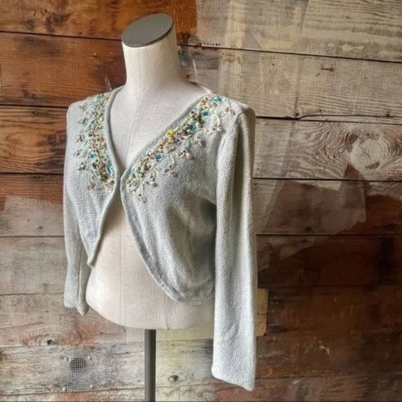 Free People Sea Shell Boho Beaded Knit Cardigan Medium - Picture 3 of 12
